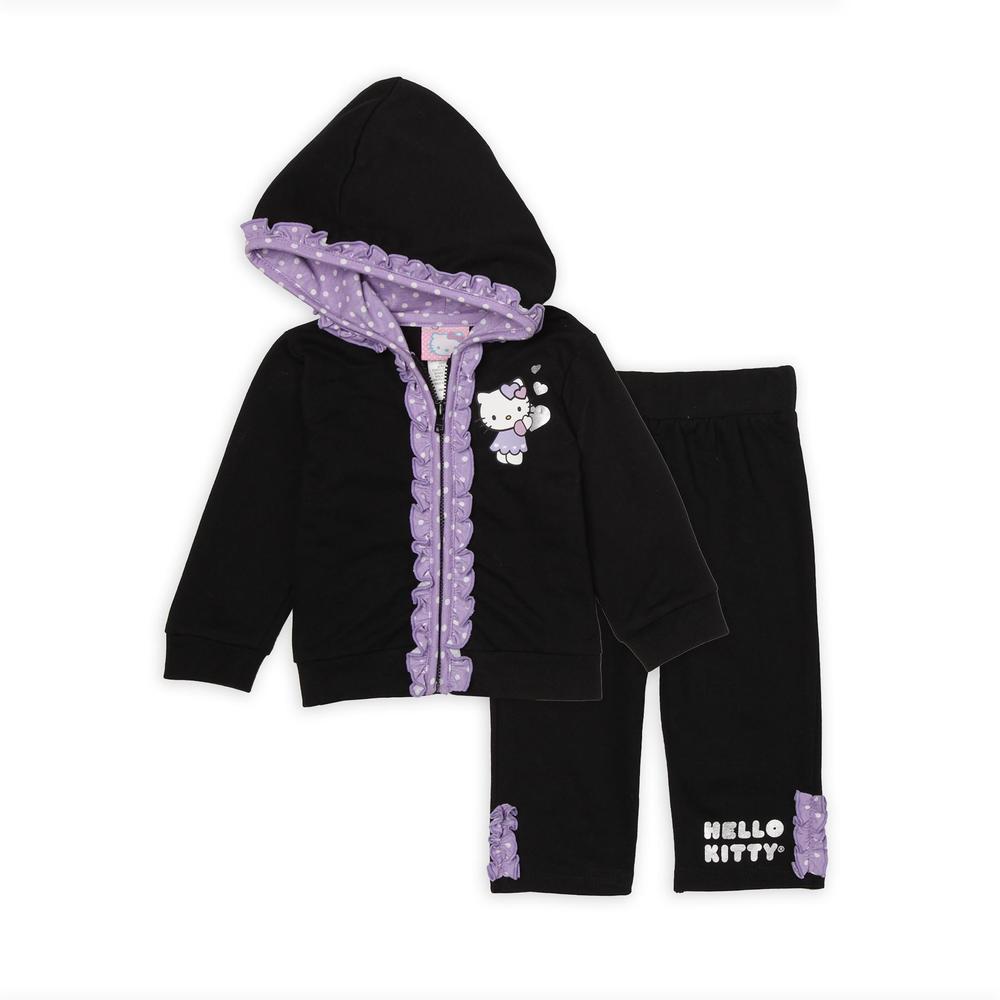 Hello Kitty Newborn & Infant Girl's Ruffle Trim Hoodie Jacket & Pants