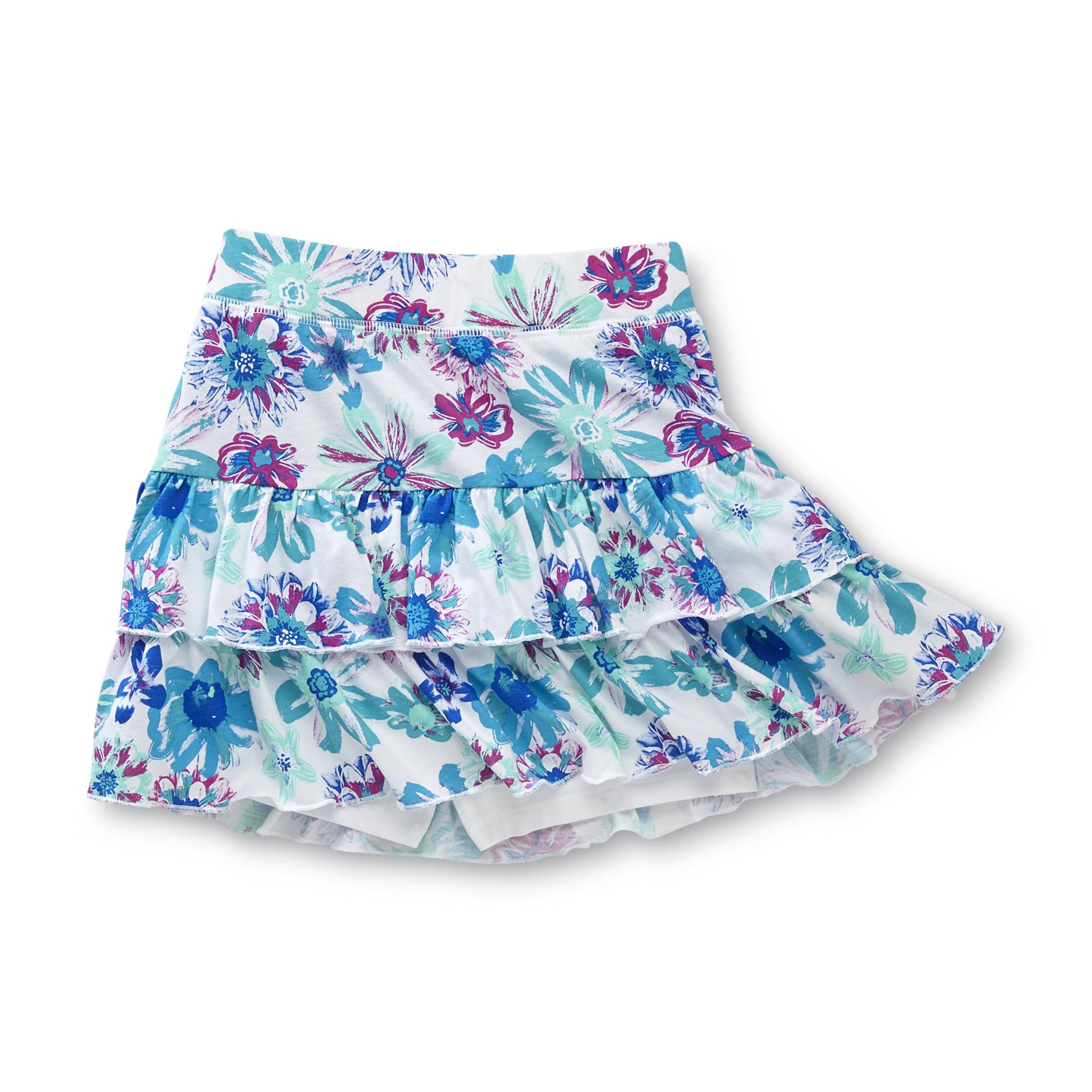 Canyon River Blues Girl's Ruffled Scooter Skirt - Floral