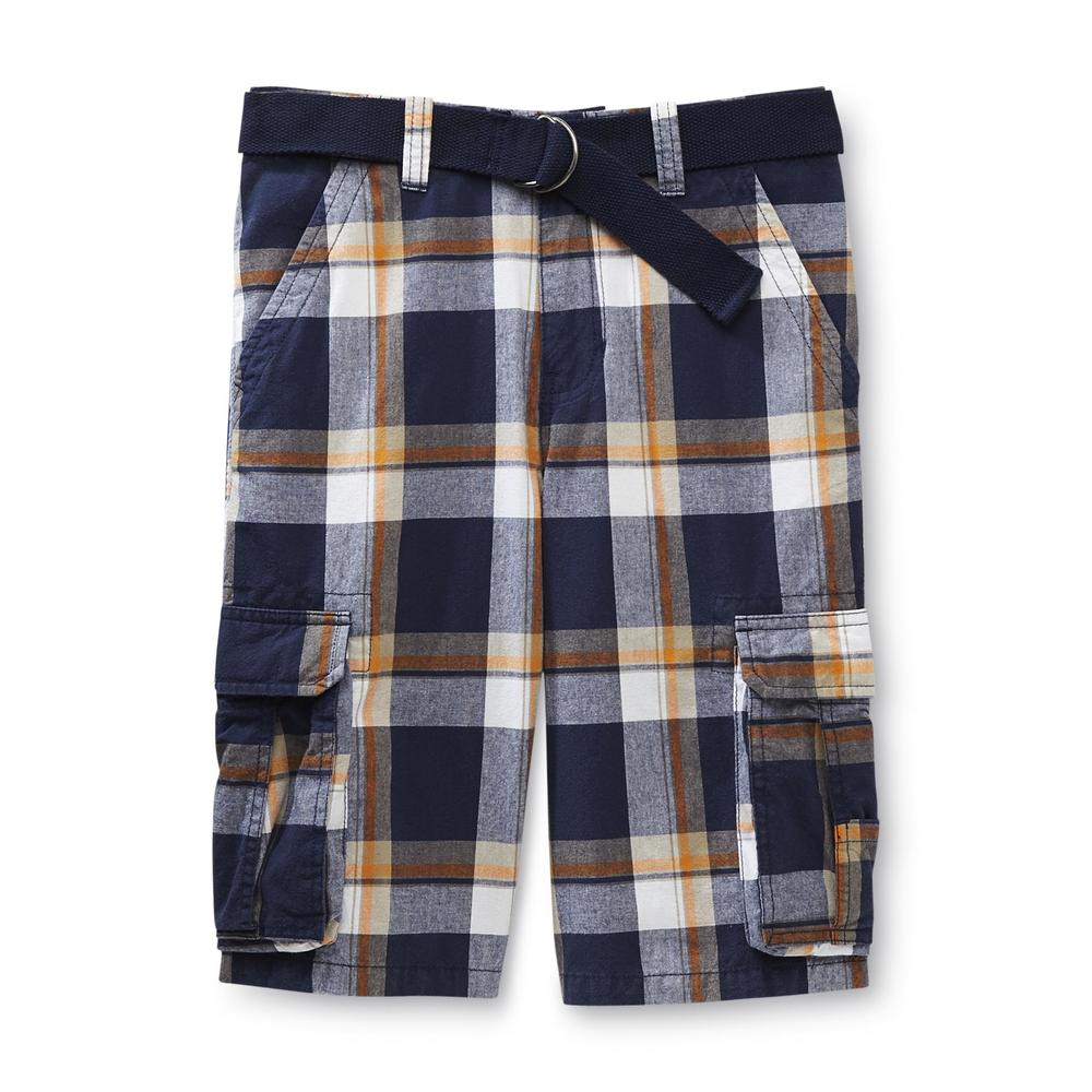 Canyon River Blues Boy's Belted Cargo Shorts - Plaid