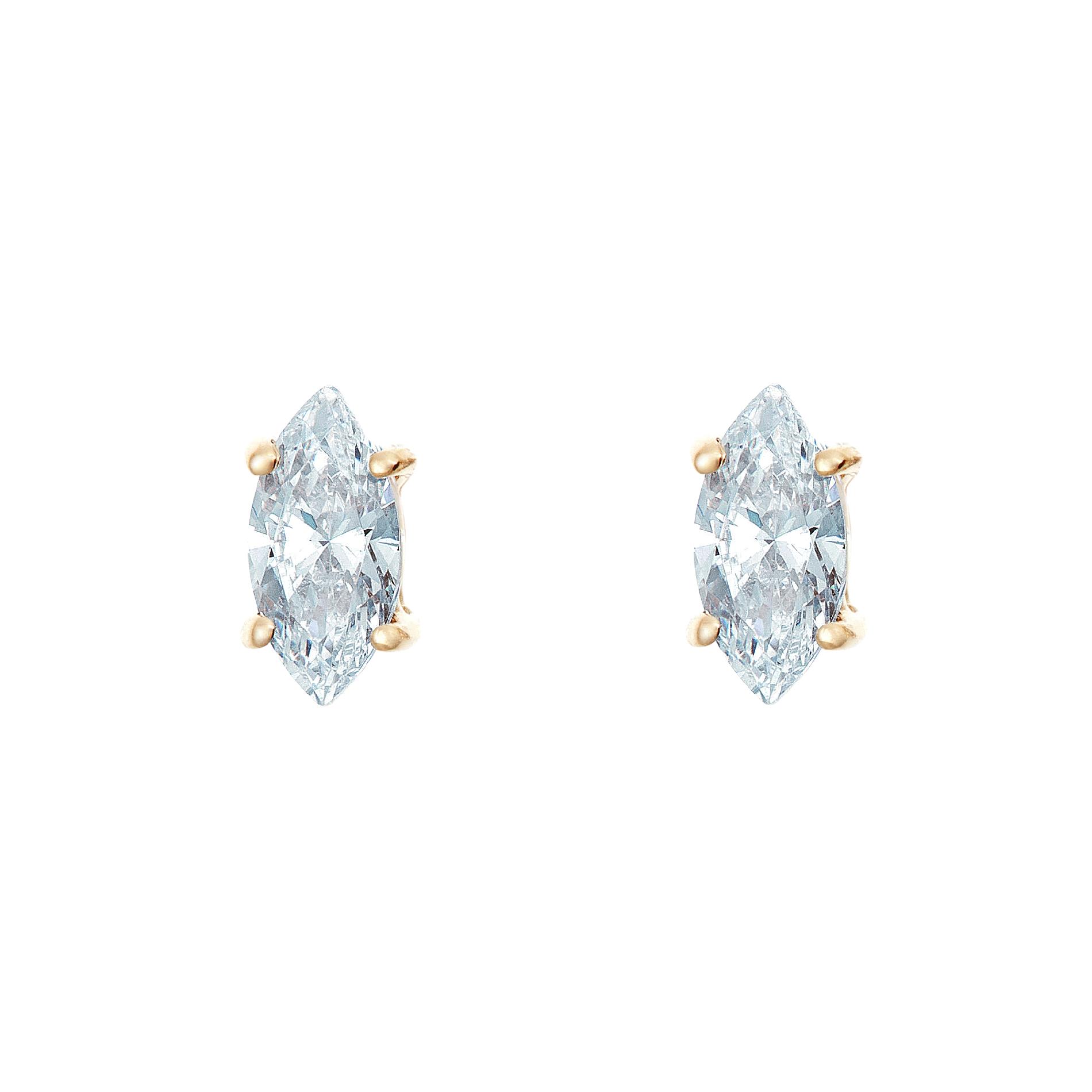 New York City Diamond District 14K Yellow Gold 1/4 cttw Marquise Diamond Stud Earrings, White New York City Diamond District 14K Yellow Gold 1/4 cttw Marquise Diamond Stud Earrings, White
