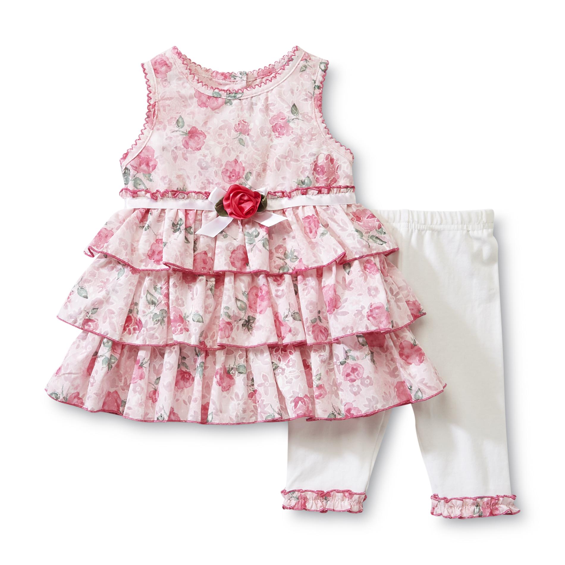 WonderKids Infant and Toddler Girl's Burnout Dress & Leggings - Floral