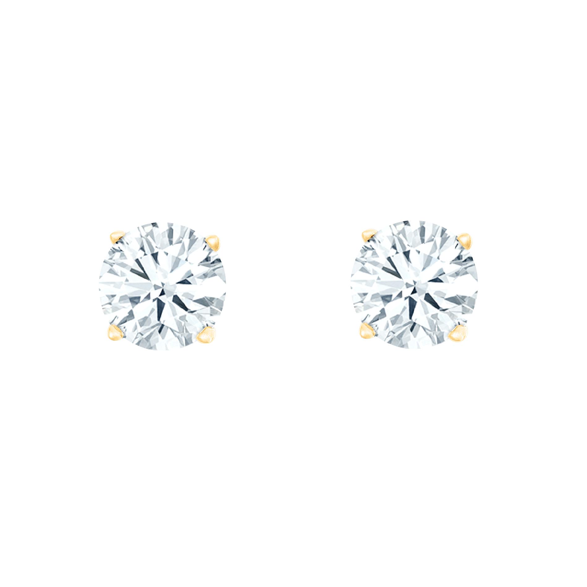 New York City Diamond District 14K Yellow Gold 1/10 cttw Round Diamond Stud Earrings, White New York City Diamond District 14K Yellow Gold 1/10 cttw Round Diamond Stud Earrings, White