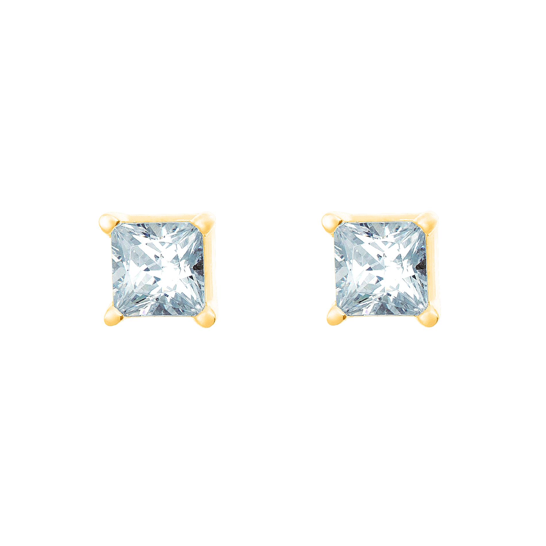 New York City Diamond District 14K Yellow Gold 1/3 cttw Princess Cut Diamond Stud Earrings, White New York City Diamond District 14K Yellow Gold 1/3 cttw Princess Cut Diamond Stud Earrings, White