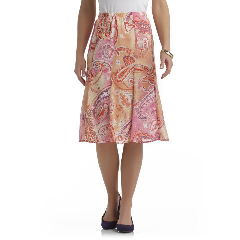 Notations Women's Gored Chiffon Skirt - Paisley
