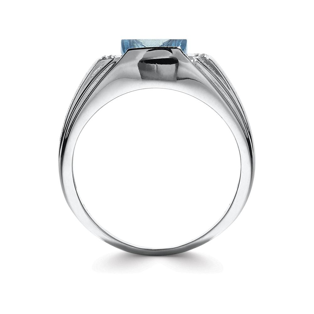 Men's Lab Created Blue Topaz & Diamond Accent Sterling Silver Signet Ring