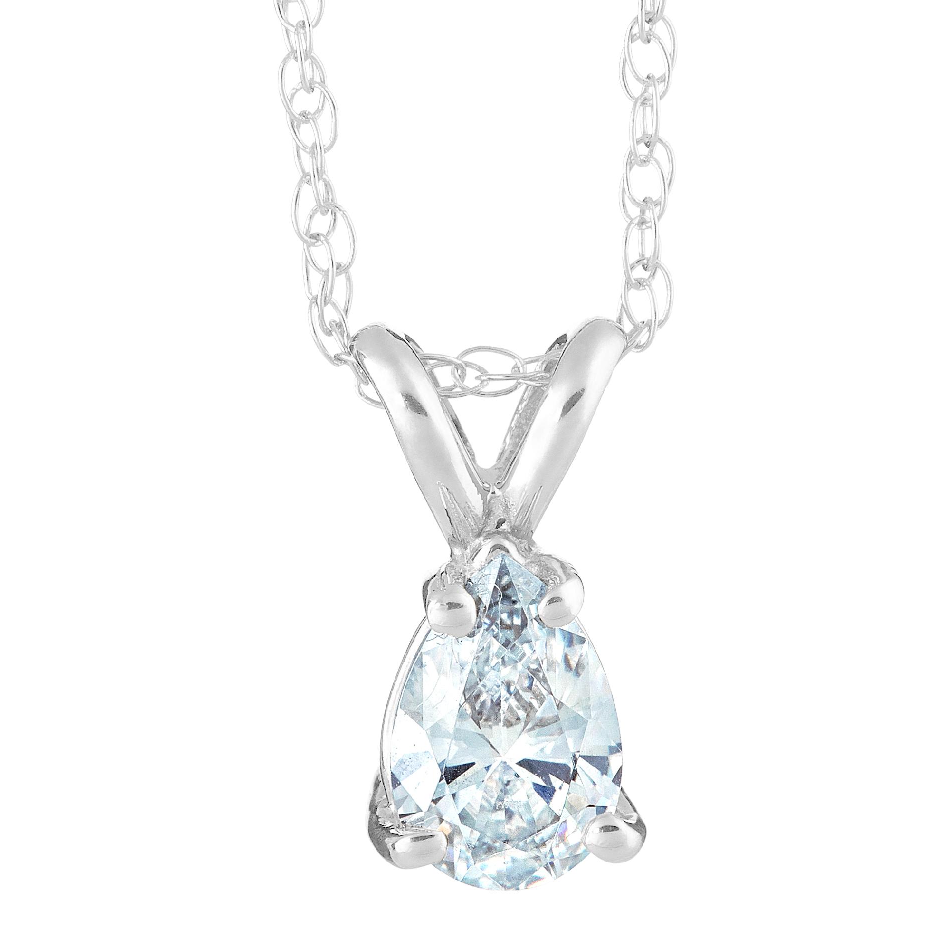 New York City Diamond District 14K White Gold 1/10 cttw Pear Shaped Diamond Solitaire Pendant New York City Diamond District 14K White Gold 1/10 cttw Pear Shaped Diamond Solitaire Pendant