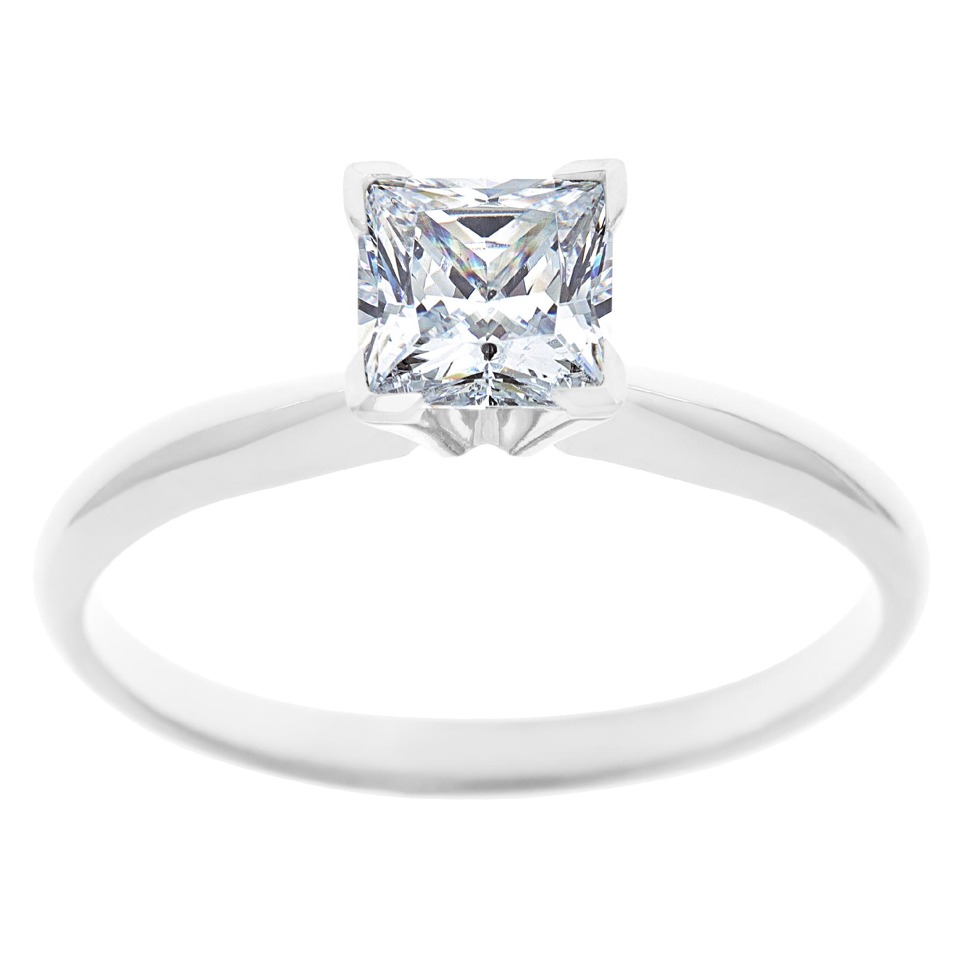 New York City Diamond District 14K White Gold 1 ct Princess Cut Certified Diamond Solitaire Engagement Ring, Size: 7 New York City Diamond District 14K White Gold 1 ct Princess Cut Certified Diamond Solitaire Engagement Ring, Size: 7
