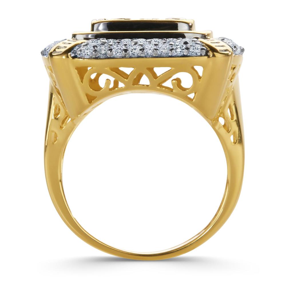 2 Cttw. Round Gold Over Brass Diamond Cluster Ring