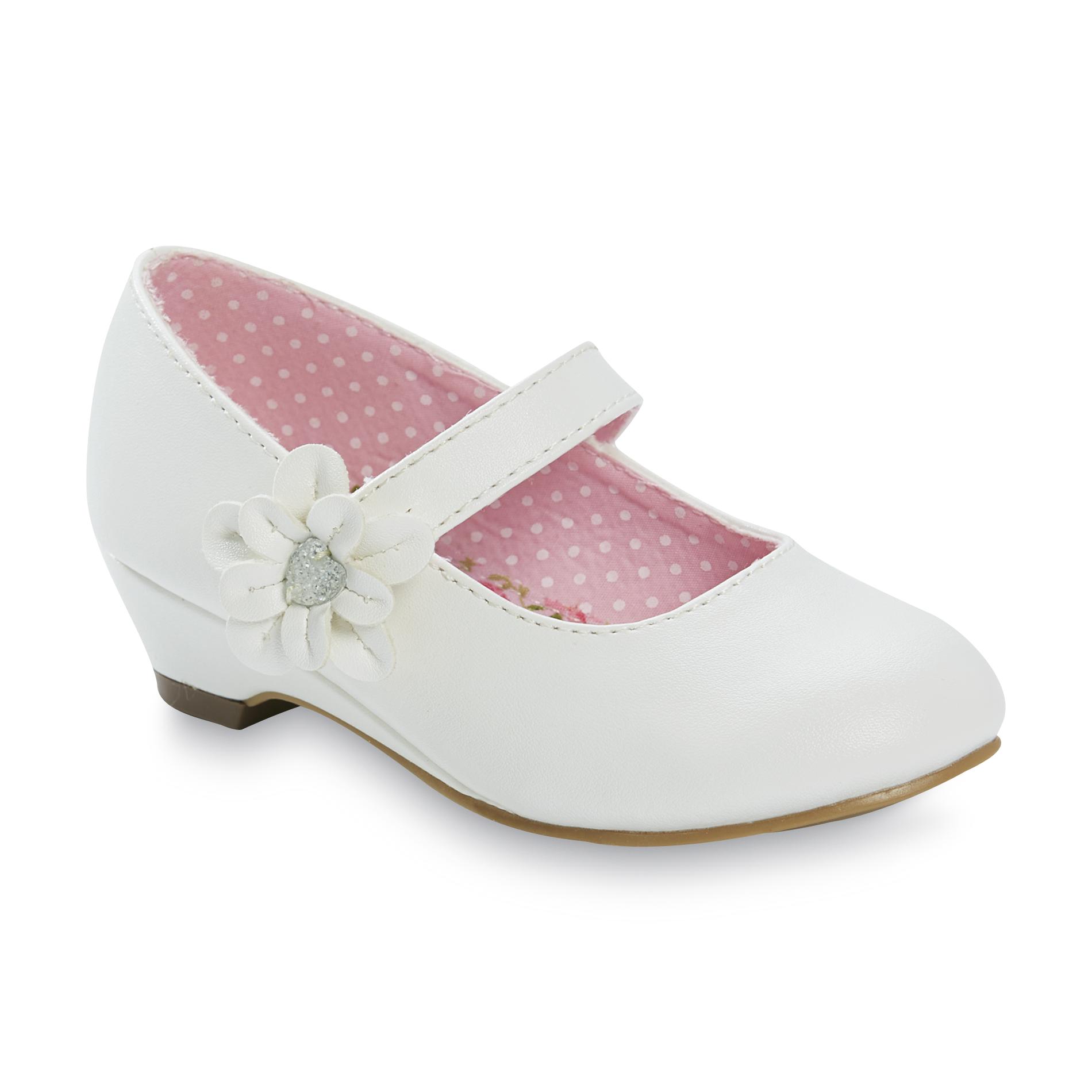 WonderKids Toddler Girl's Candace White Wedge Dress Shoe