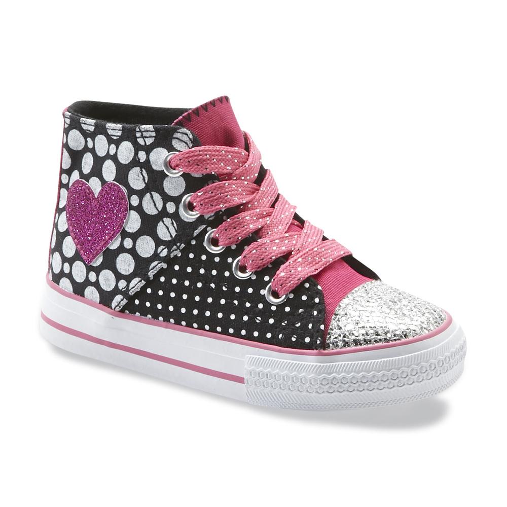 Bongo Toddler Girl's Dottie Black/Pink High-Top Sneaker
