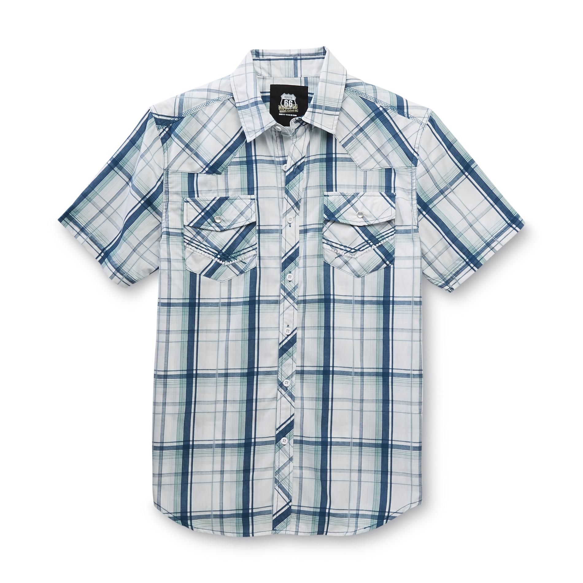 Route 66 Men's Button-Front Short-Sleeve Shirt - Plaid