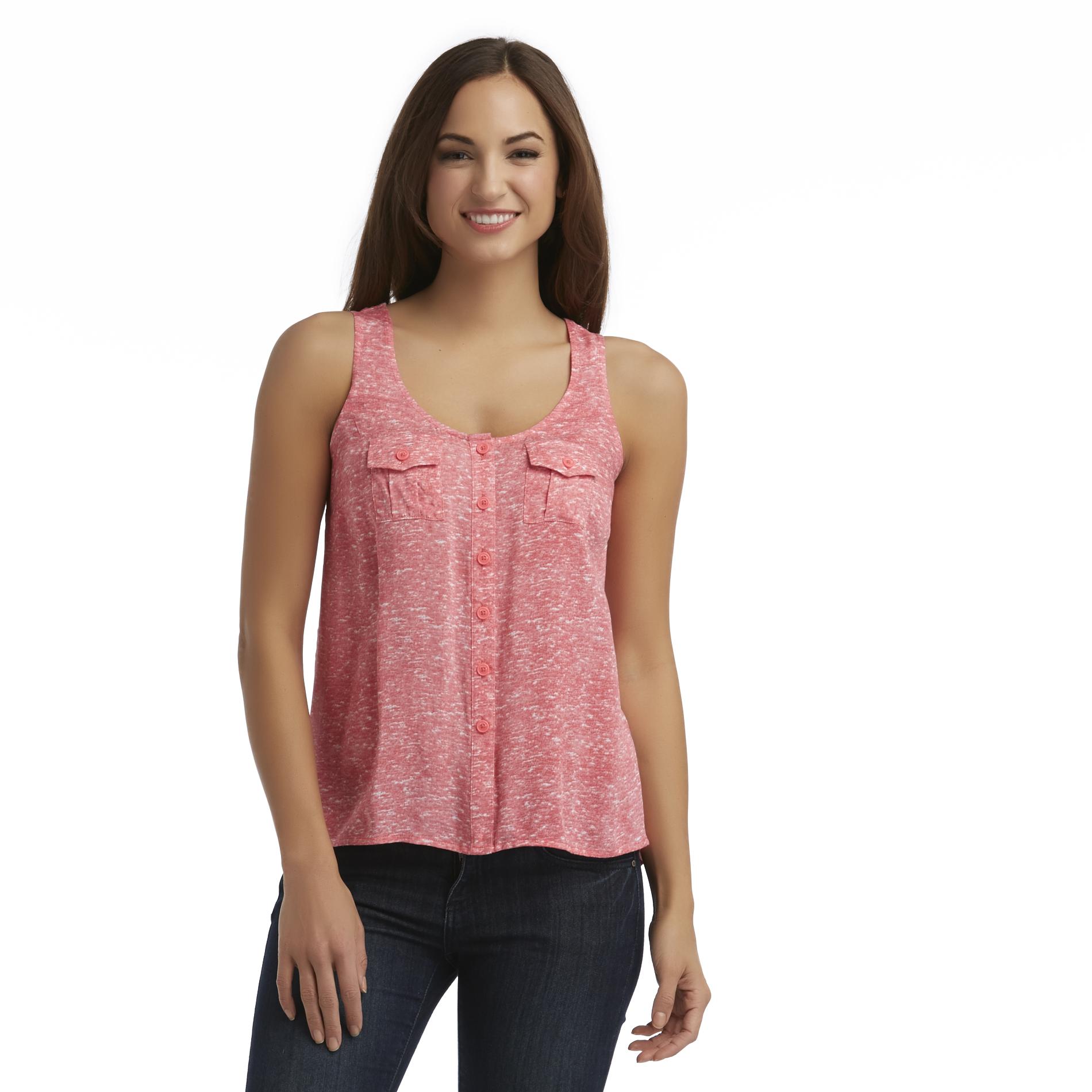 Route 66 Women's Button-Front Tank Top - Marled