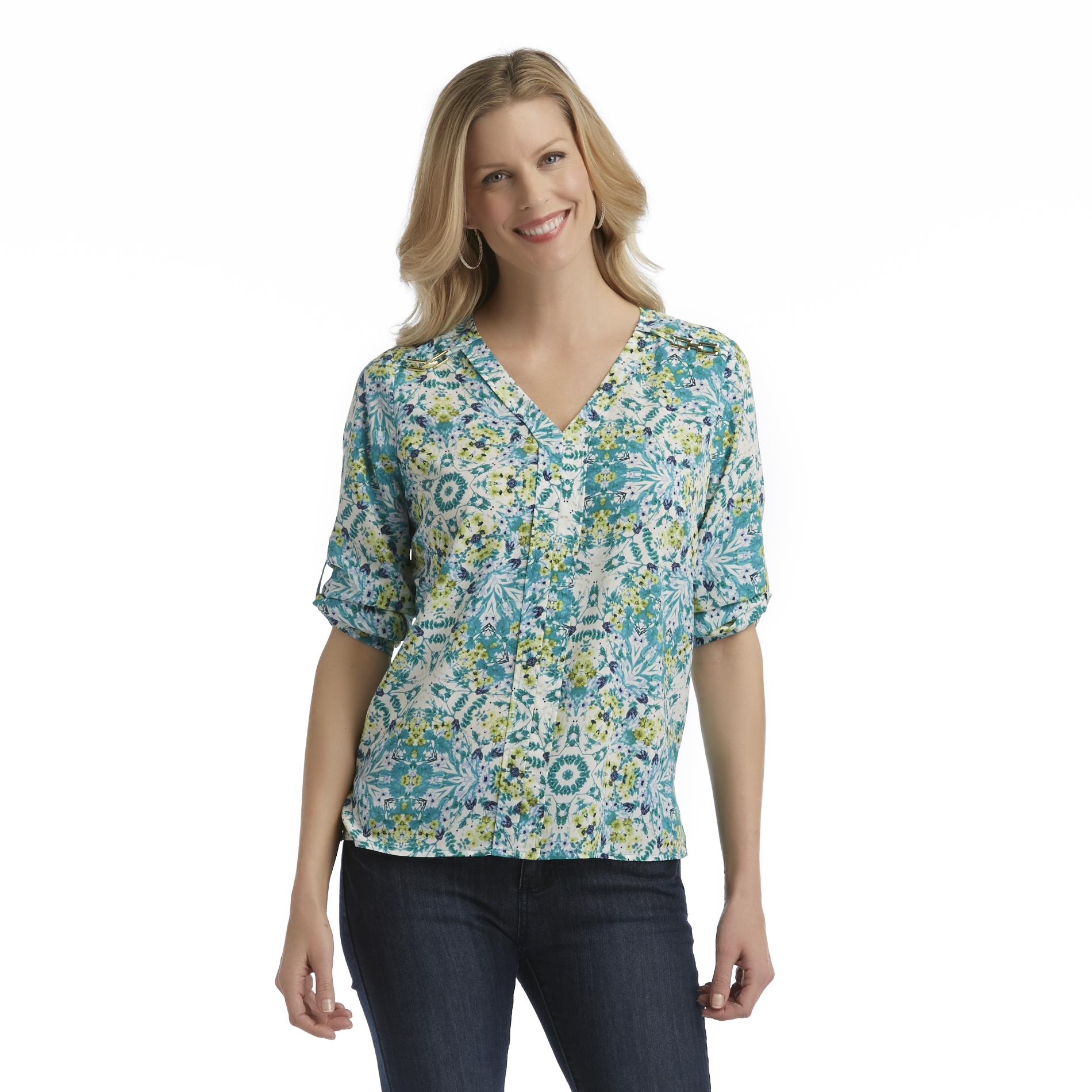 Jaclyn Smith Women's Embellished Blouse - Floral