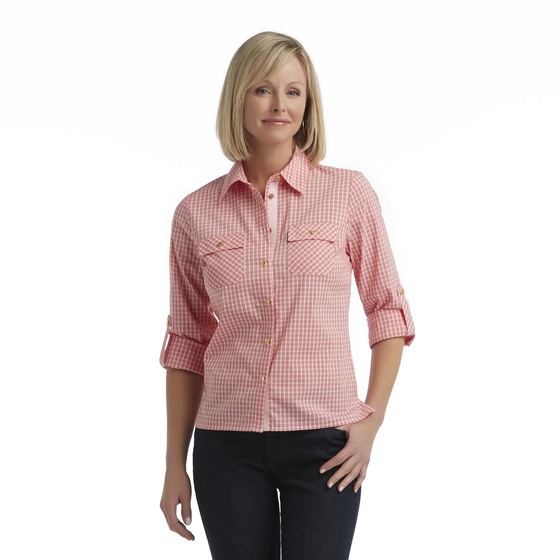 Jaclyn Smith Women's Button-Front Shirt - Check