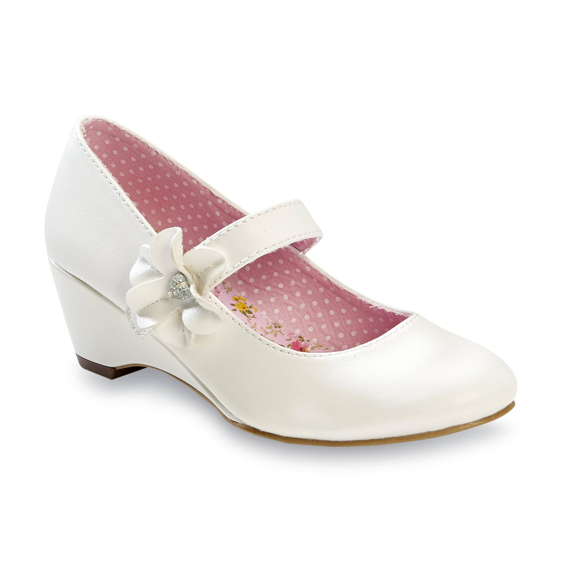 WonderKids Girl's Inez White Mary Jane Dress Shoe