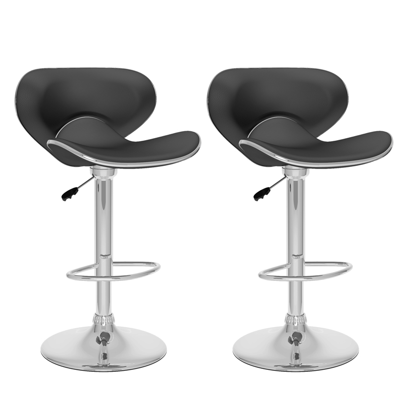 CorLiving Curved Form Fitting Adjustable Bar Stool, set of 2, Black Leatherette CorLiving Curved Form Fitting Adjustable Bar Stool, set of 2, Black Leatherette