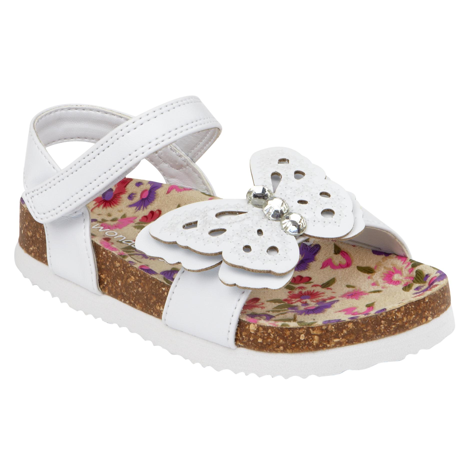 WonderKids Toddler Girl's Corky Butterfly White Synthetic Leather Sandal