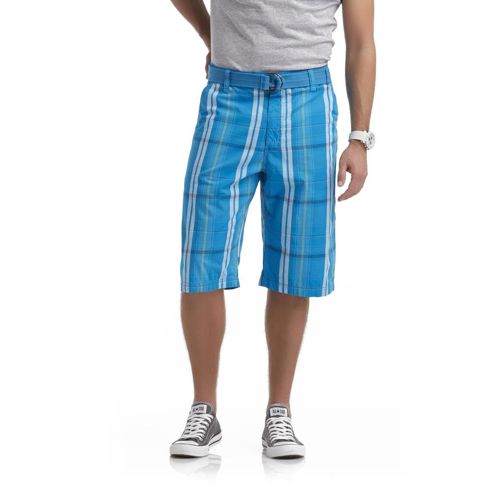 Southpole Young Men's Flat-Front Shorts & Belt - Plaid