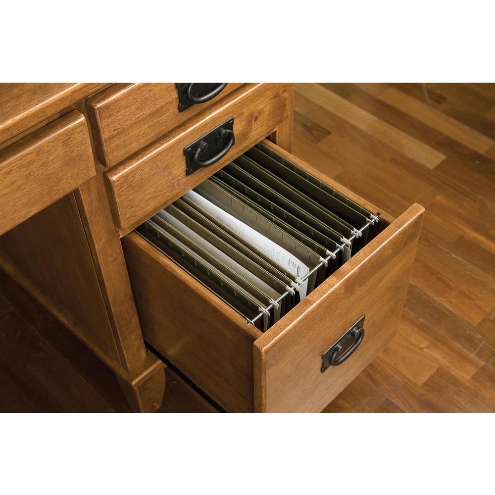 Home Styles Arts & Crafts Pedestal Desk Cottage Oak Finish