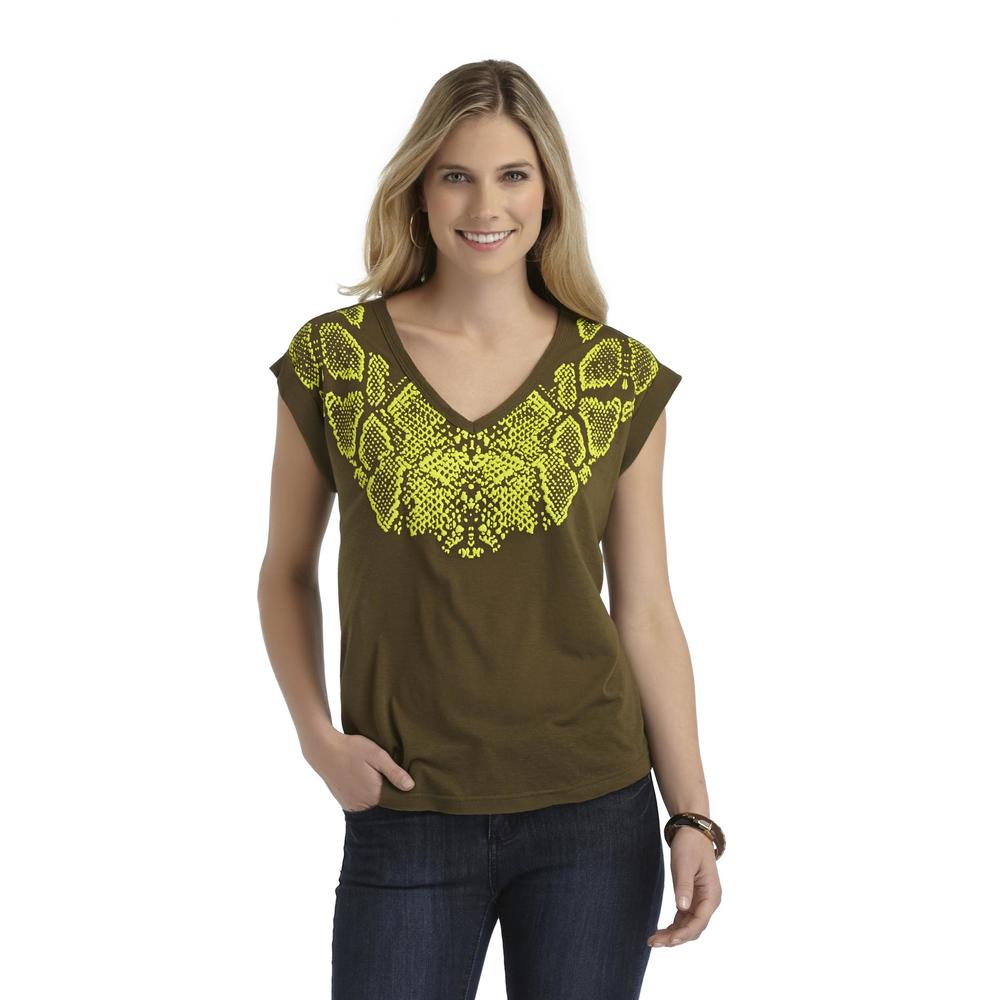 Route 66 Women's Oversized Cuffed T-Shirt - Snakeskin Print