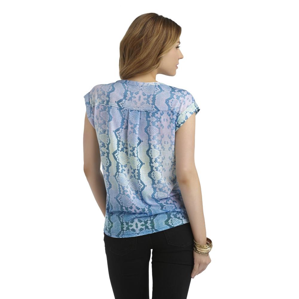 Route 66 Women's Oversized Cuffed T-Shirt - Snakeskin Print