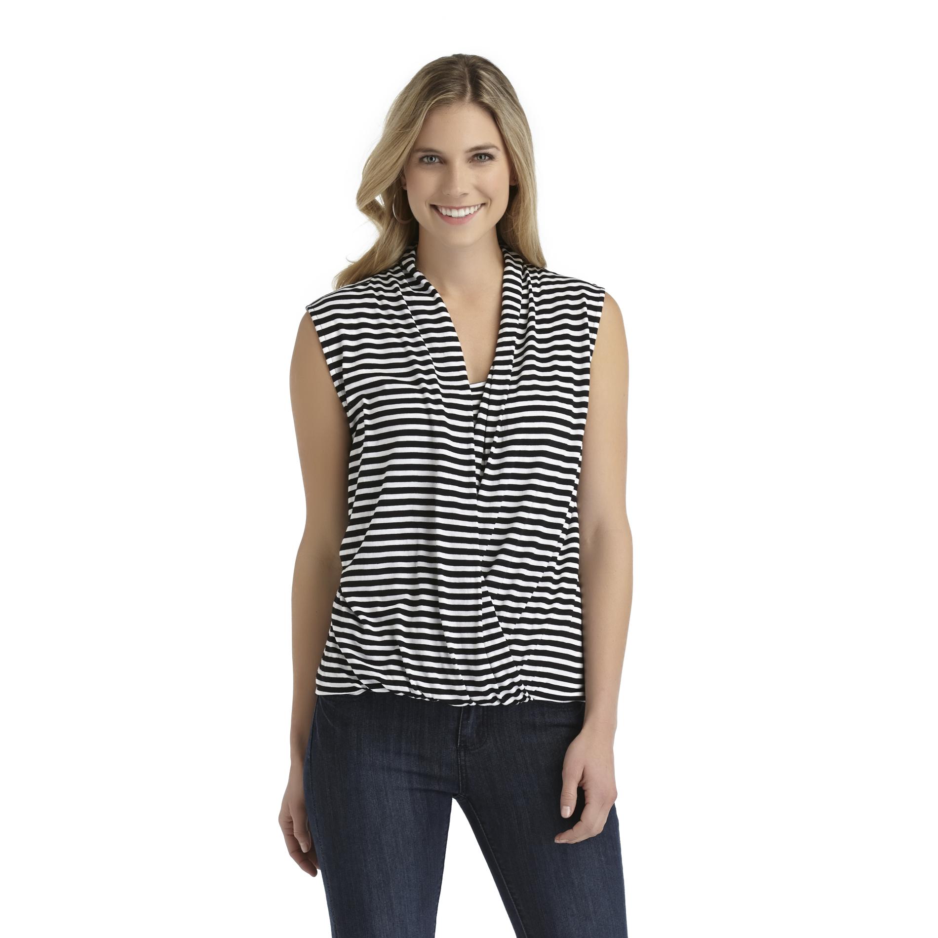 Attention Women's Layered Wrap Top - Striped