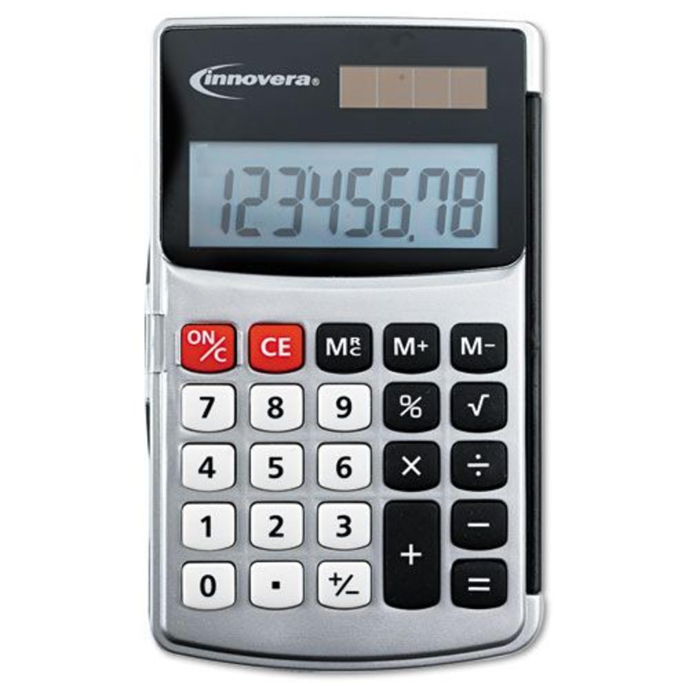 Innovera IVR15922 Handheld Calculator, 8-Digit, Dual Power, Silver