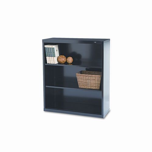 Tennsco Metal Bookcase, 3 Shelves, 40h, Black