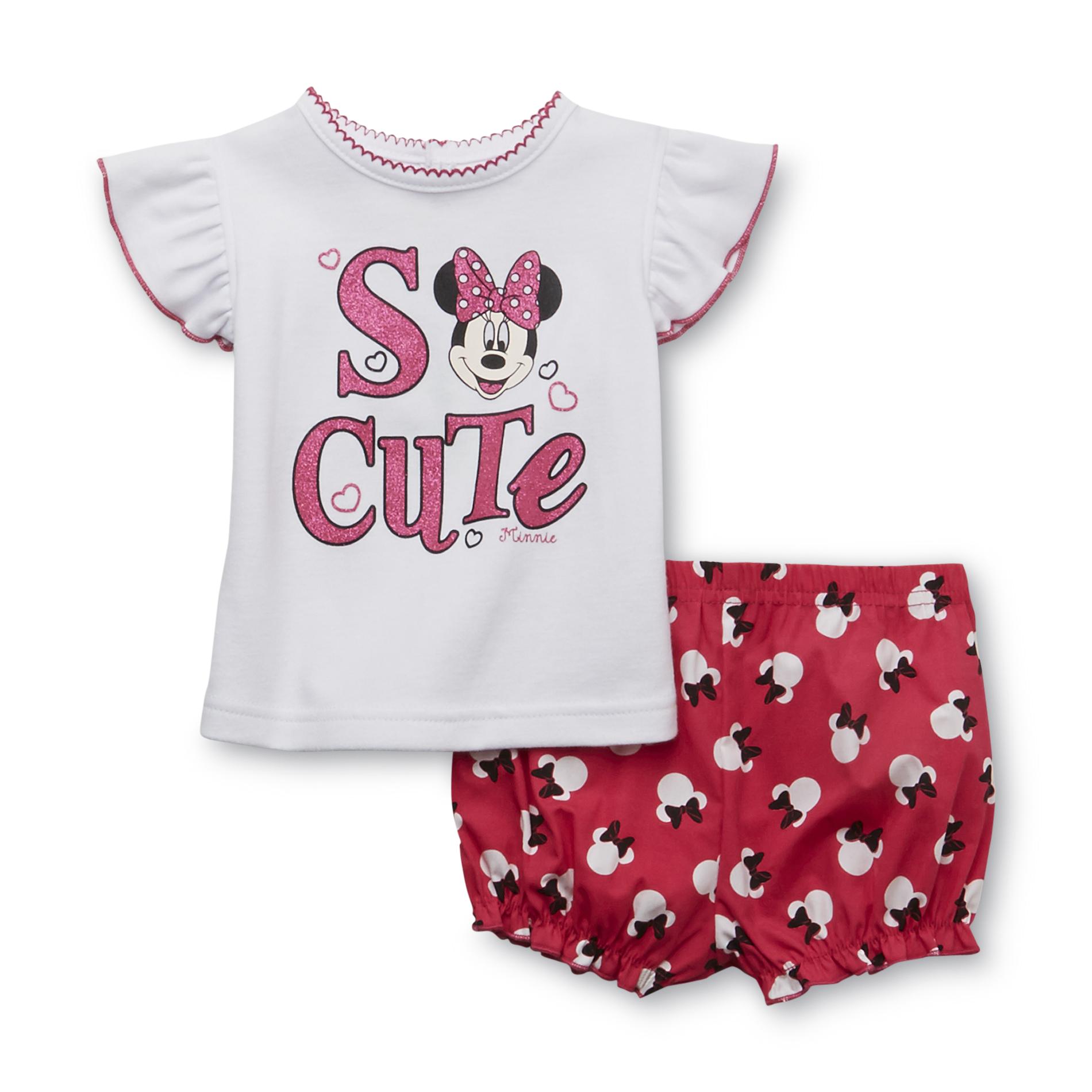 Disney Newborn Girl's Knit Top & Diaper Cover - Minnie Mouse