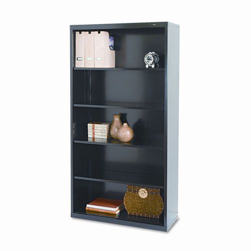 Tennsco Metal Bookcase, 5 Shelves, 66h, Black