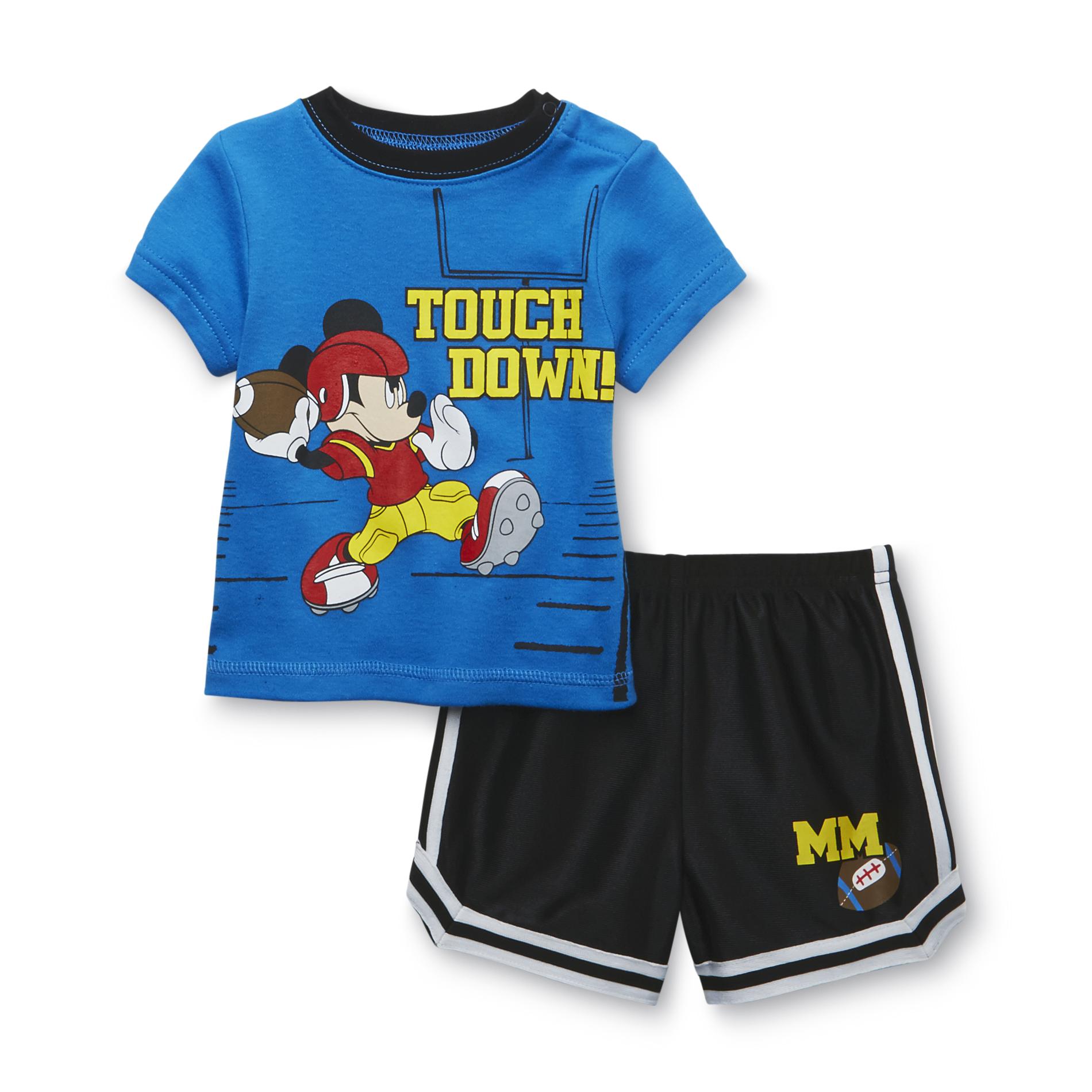 Disney Newborn Boy's Shirt & Shorts Set - Mickey Mouse Football