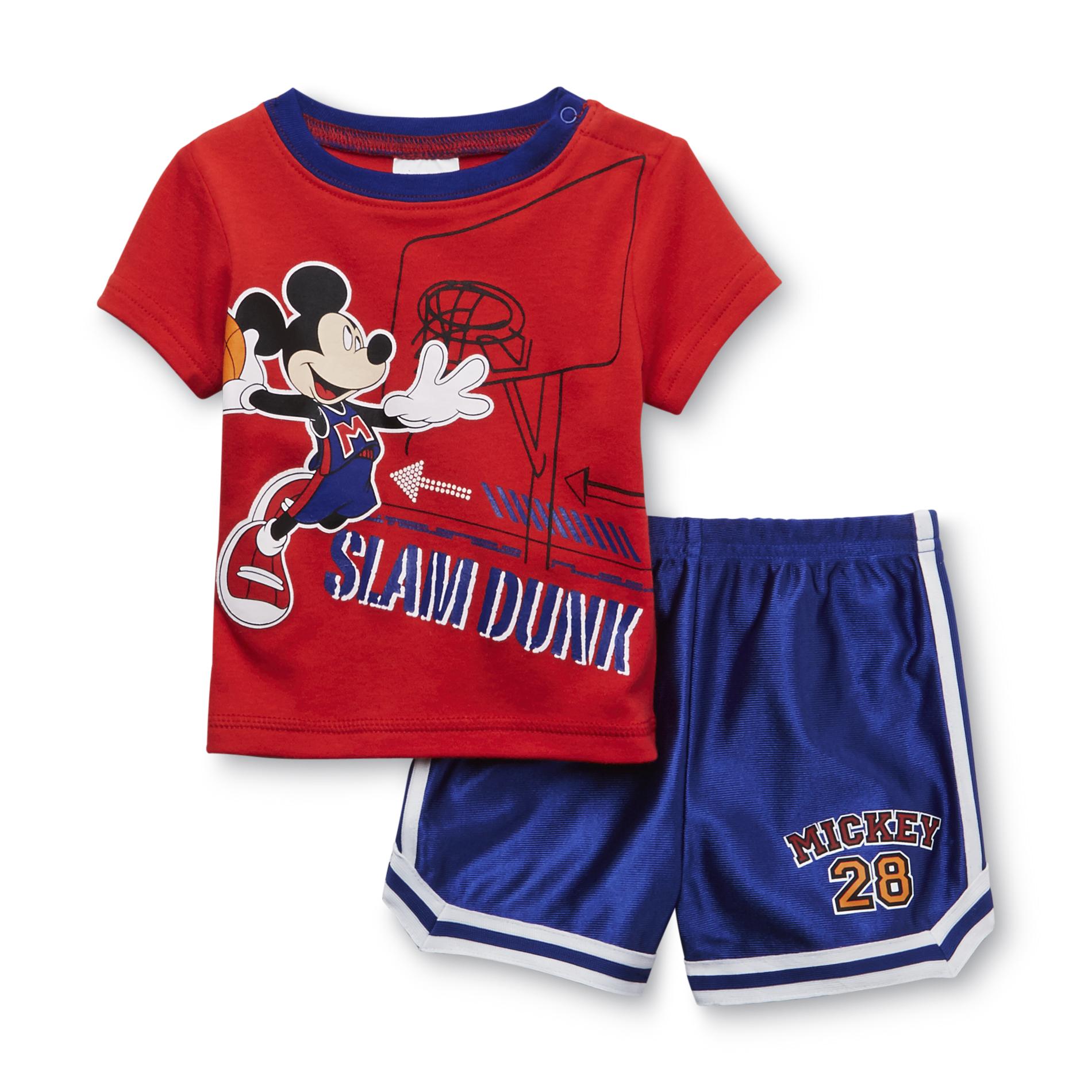 Disney Newborn Boy's Shirt & Shorts Set - Mickey Mouse Basketball