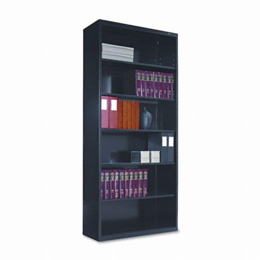 Tennsco Metal Bookcase, 6 Shelves, 78h, Black