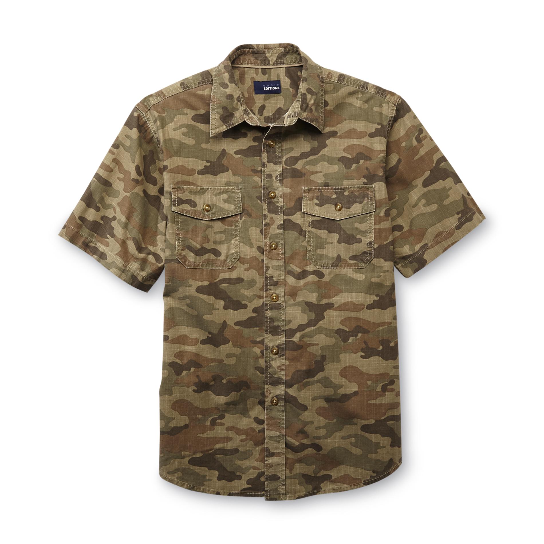 Basic Editions Men's Short-Sleeve Woven Shirt - Camouflage