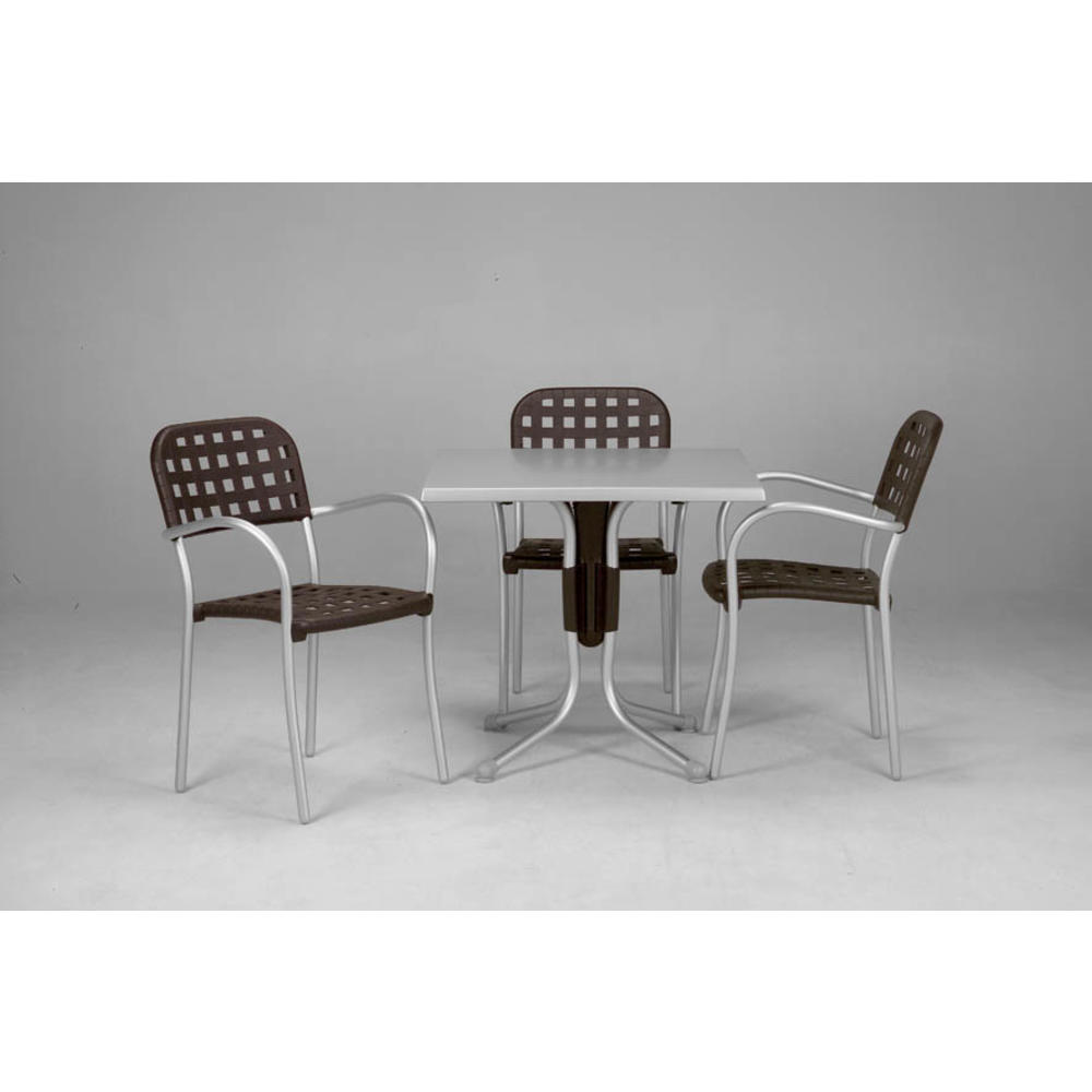 Nardi 31" Caffe Polo Square Table in Silver/Caffe