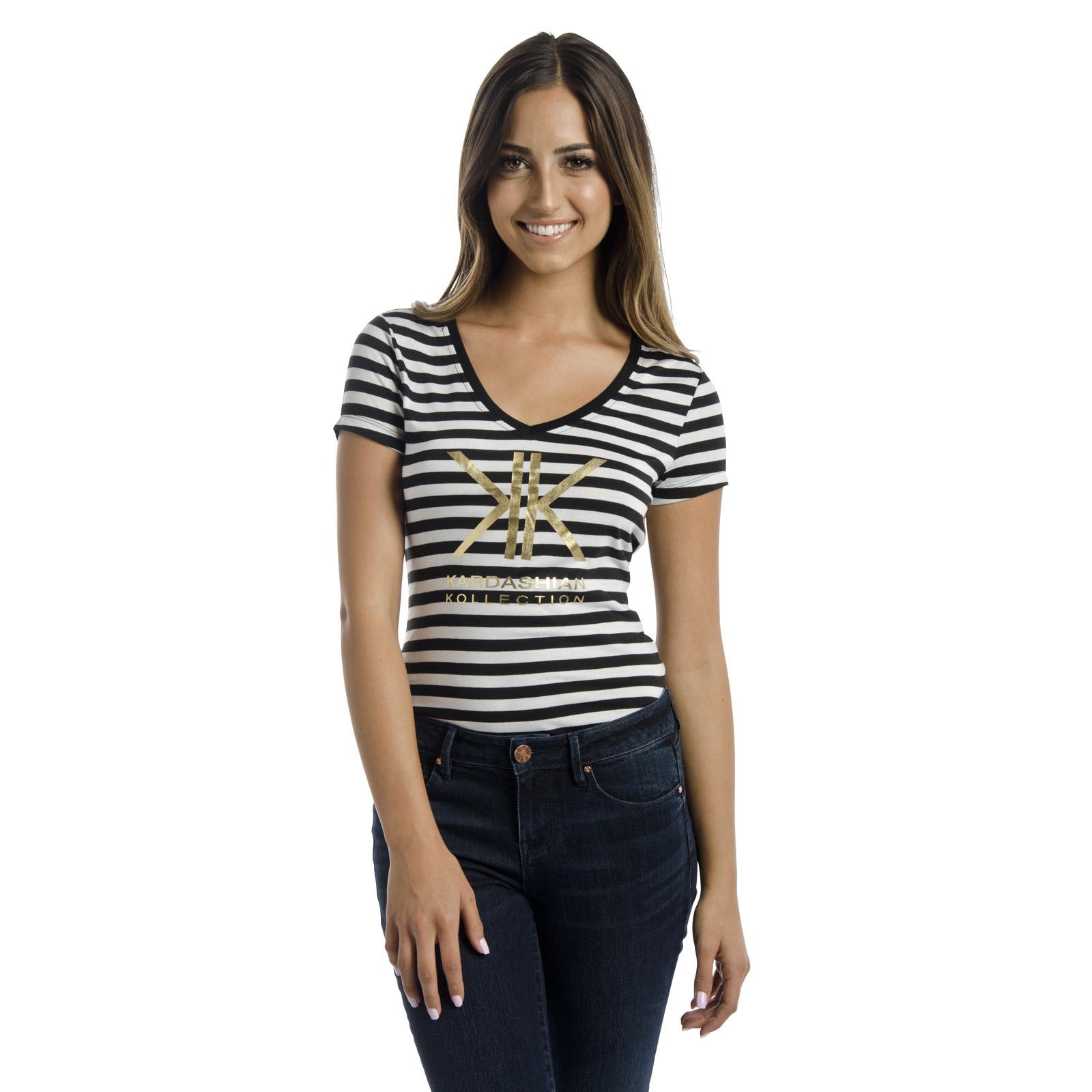 Kardashian Kollection Women's Logo T-Shirt - Striped