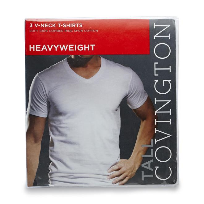 Covington Men's Big & Tall Heavyweight V-Neck T-Shirt - 3 Pack
