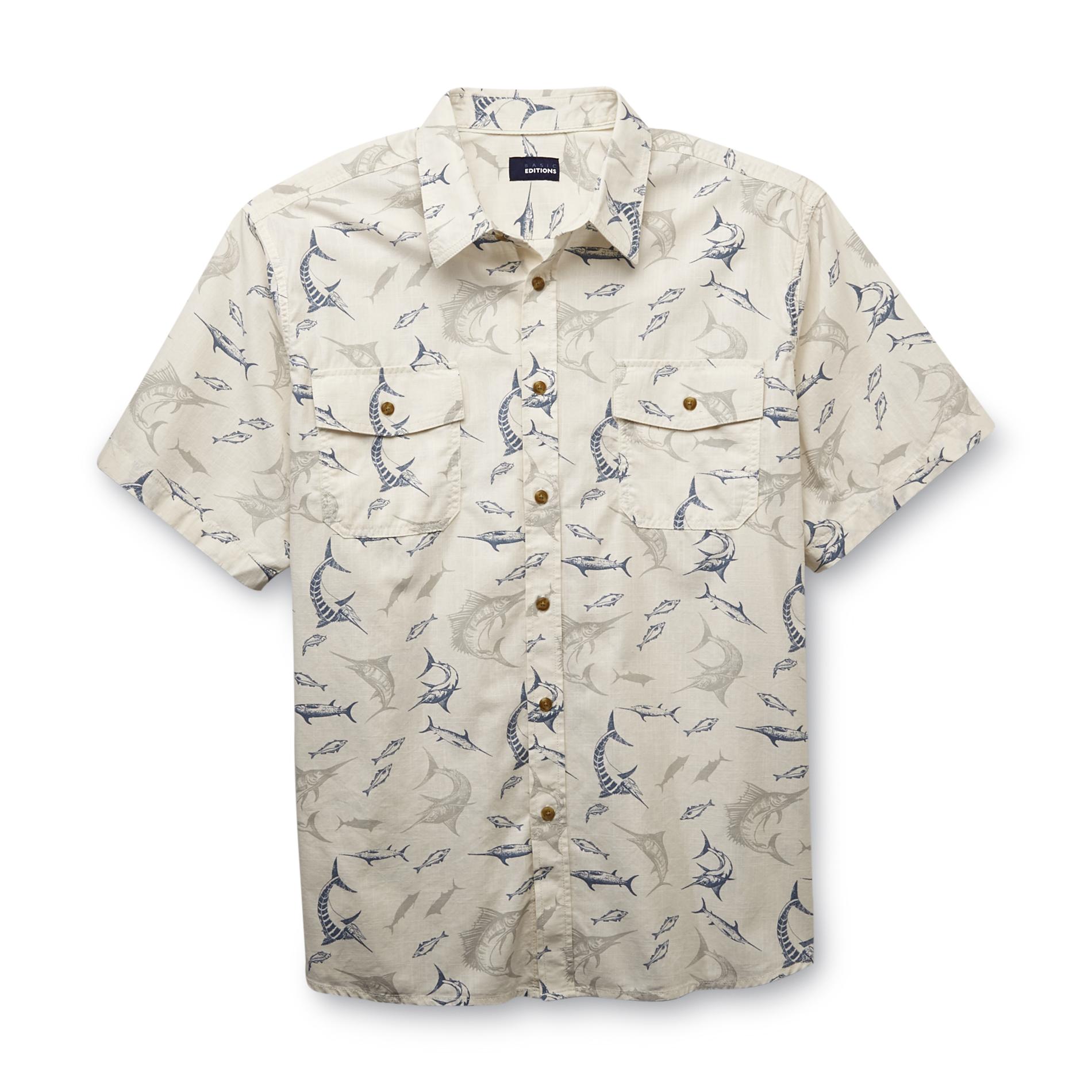 Basic Editions Men's Short-Sleeve Woven Shirt - Swordfish