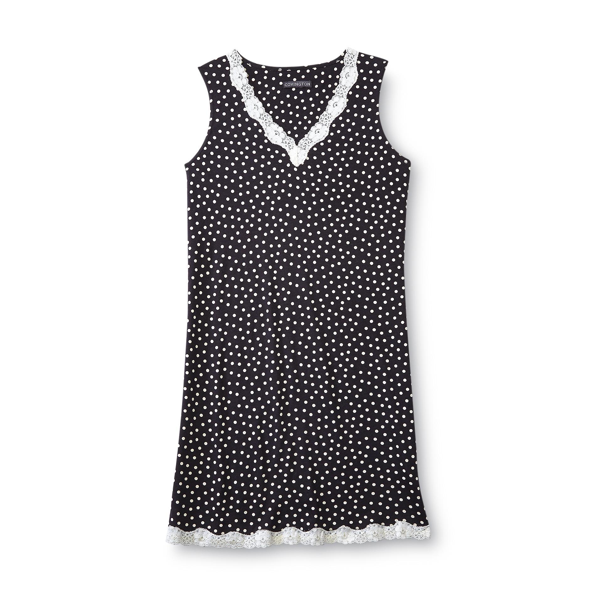 Covington Women's Lace-Trim Chemise Nightgown - Polka Dots