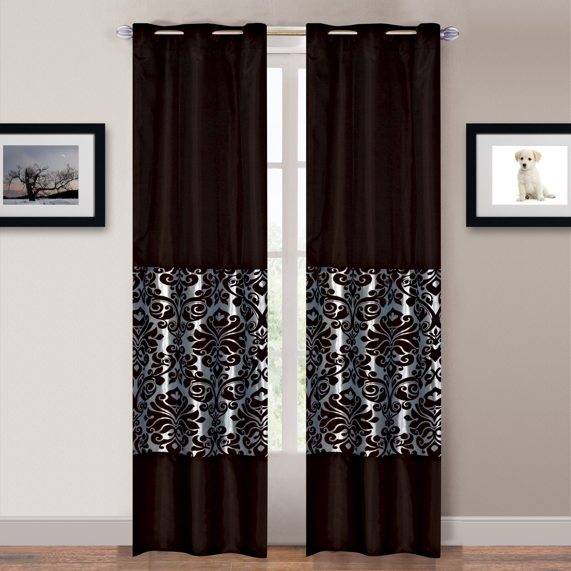 Lavish Home Katrina 2 Panel Grommet Curtains
