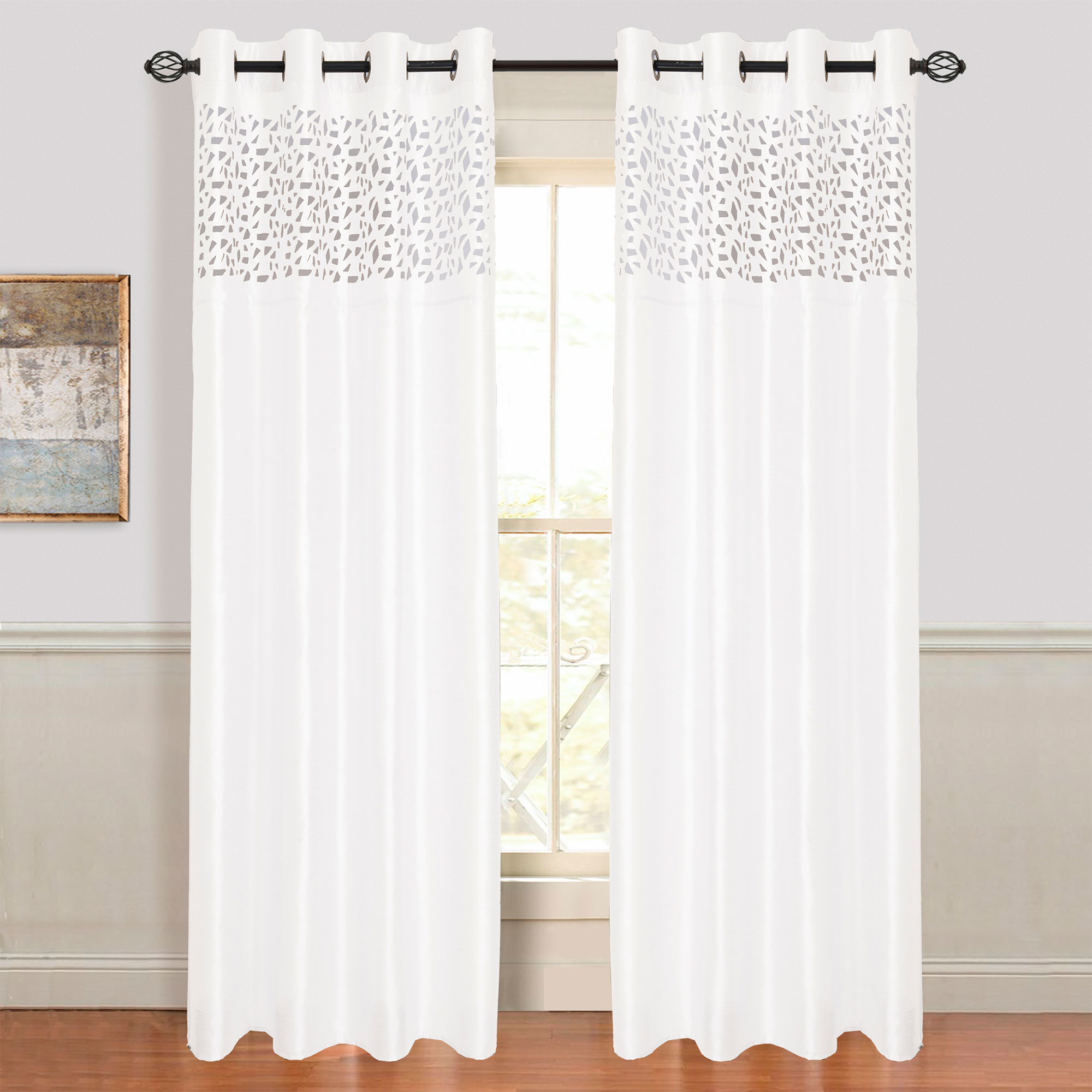 Lavish Home Karla Laser-Cut Grommet Curtain Panel