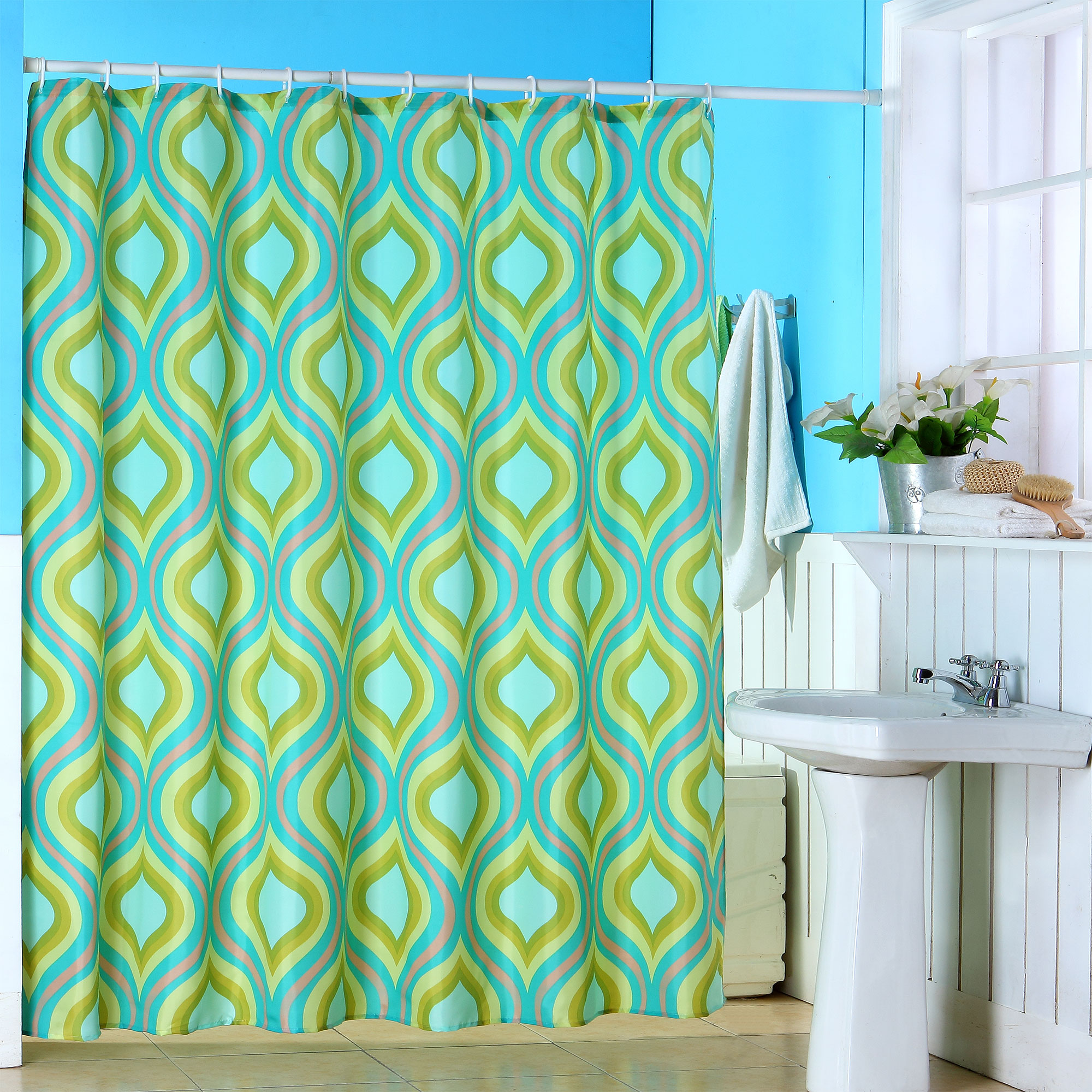 Lavish Home Teardrop Print Shower Curtain w/ Grommets