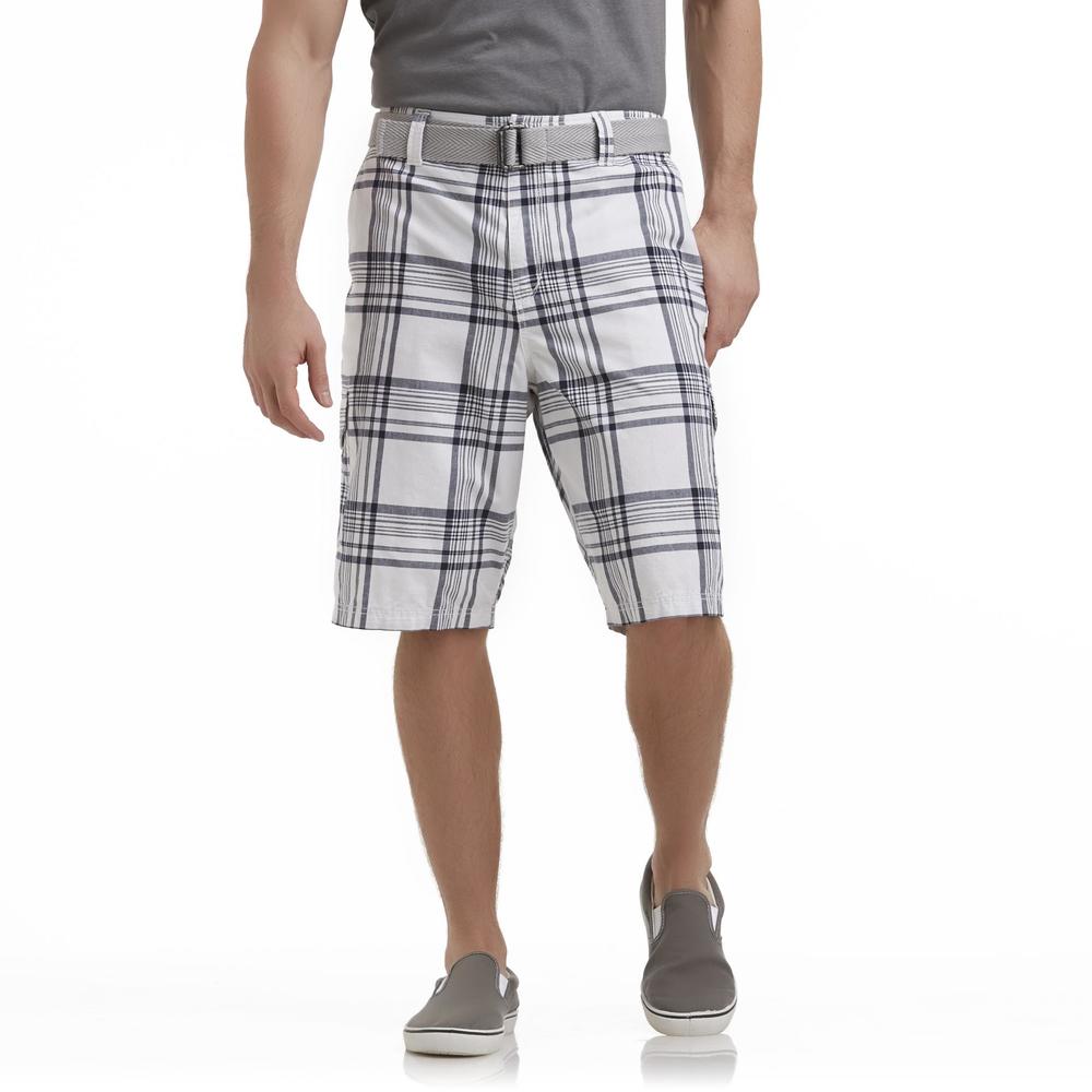 Route 66 Men's Belted Cargo Shorts - Plaid