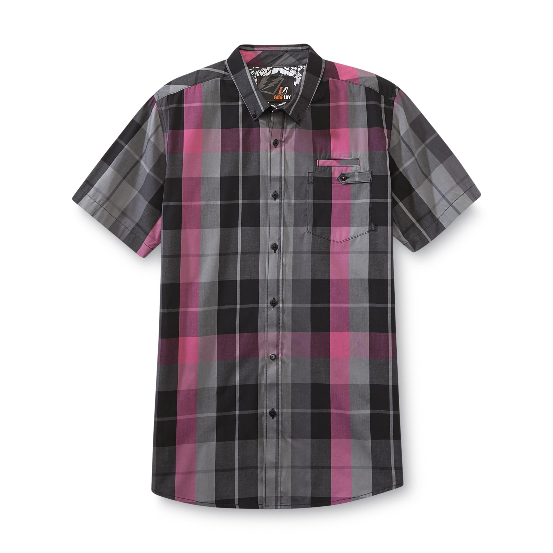 Amplify Young Men's Double Pocket Short-Sleeve Shirt - Plaid