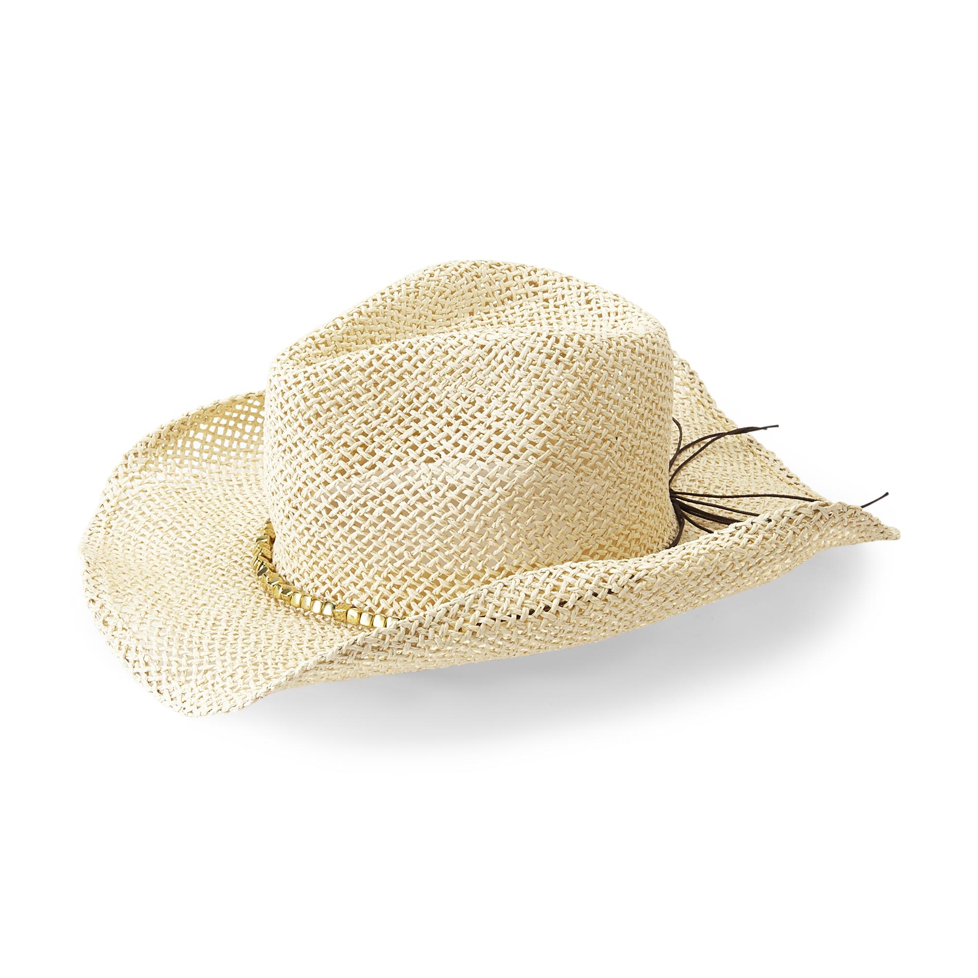 Joe Boxer Women's Straw Cowboy Hat - Beaded