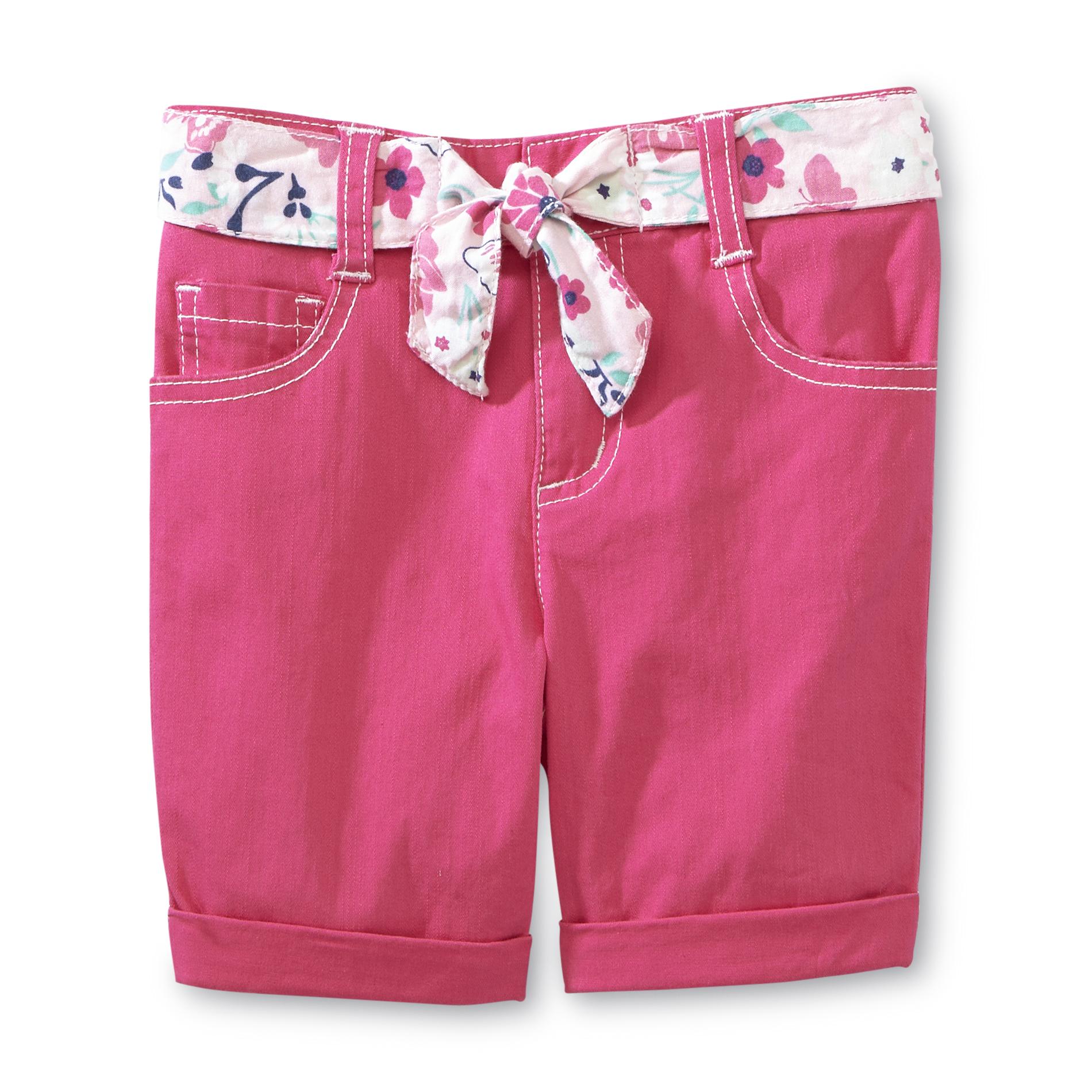 Route 66 Infant & Toddler Girl's Stretch Bermuda Shorts - Mock Belt
