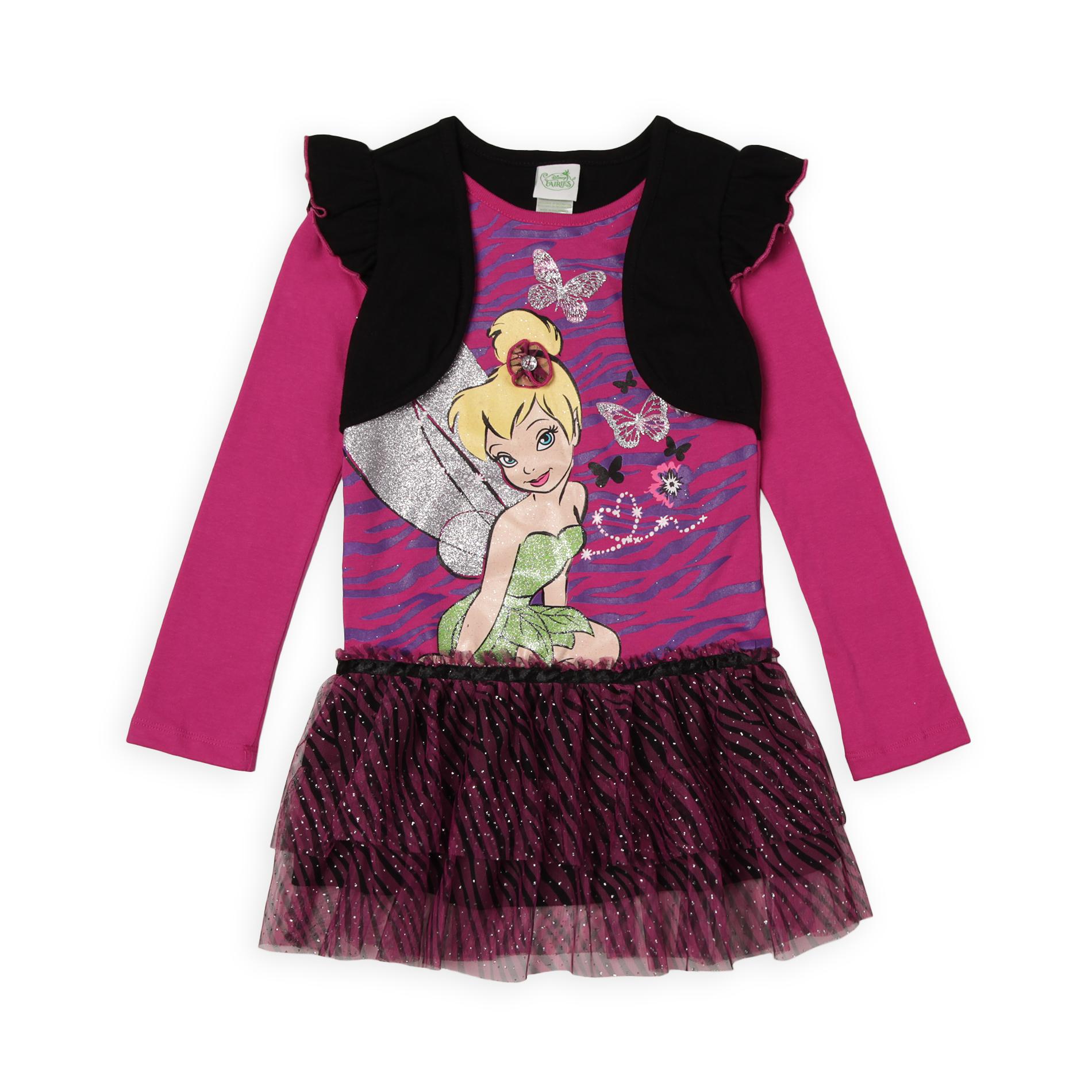 Disney Girl's Mock Shrug Dress - Tinker Bell