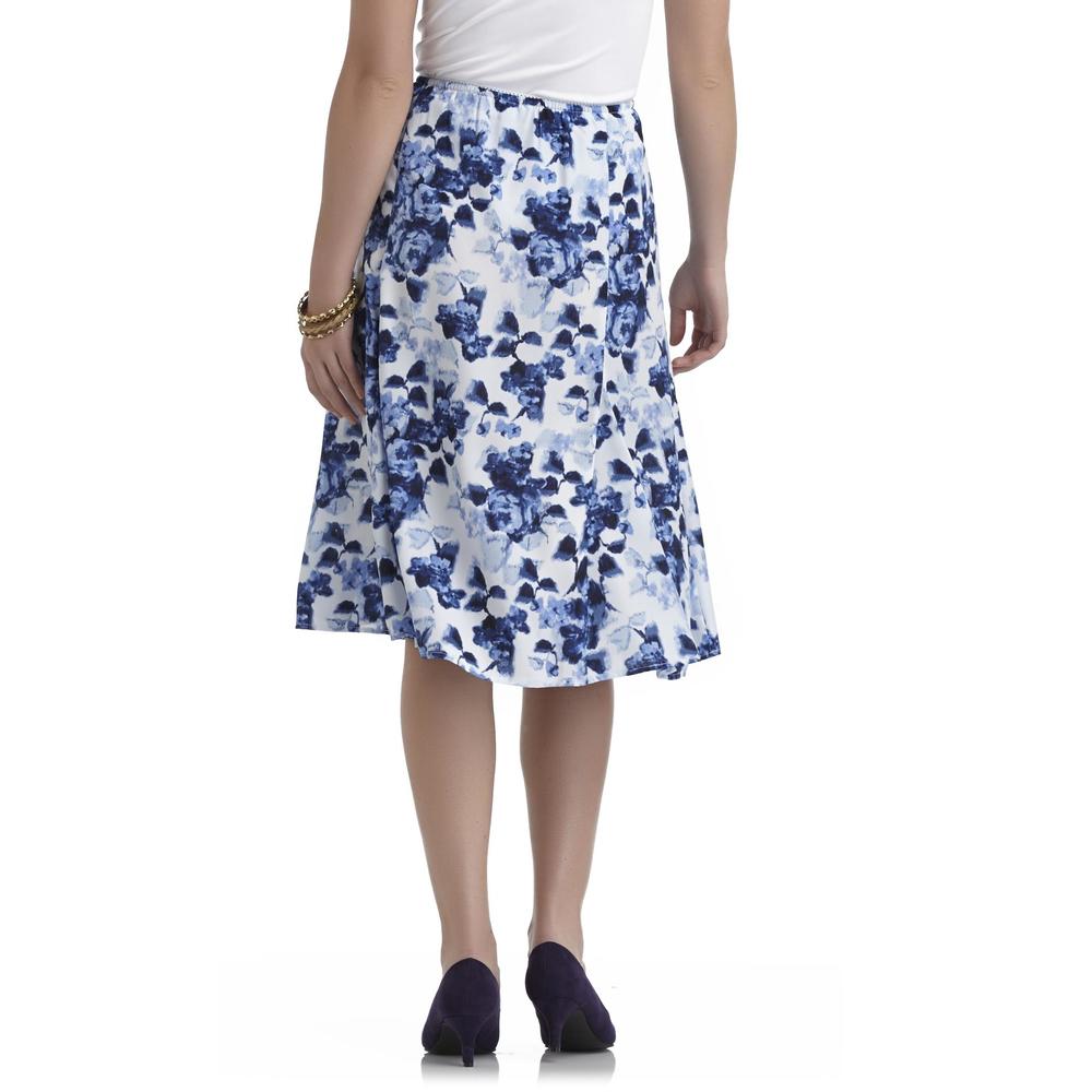 Sag Harbor Petite's Gored Skirt - Floral