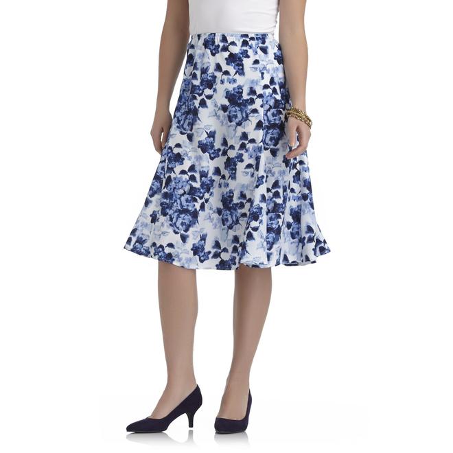 Sag Harbor Petite's Gored Skirt Floral