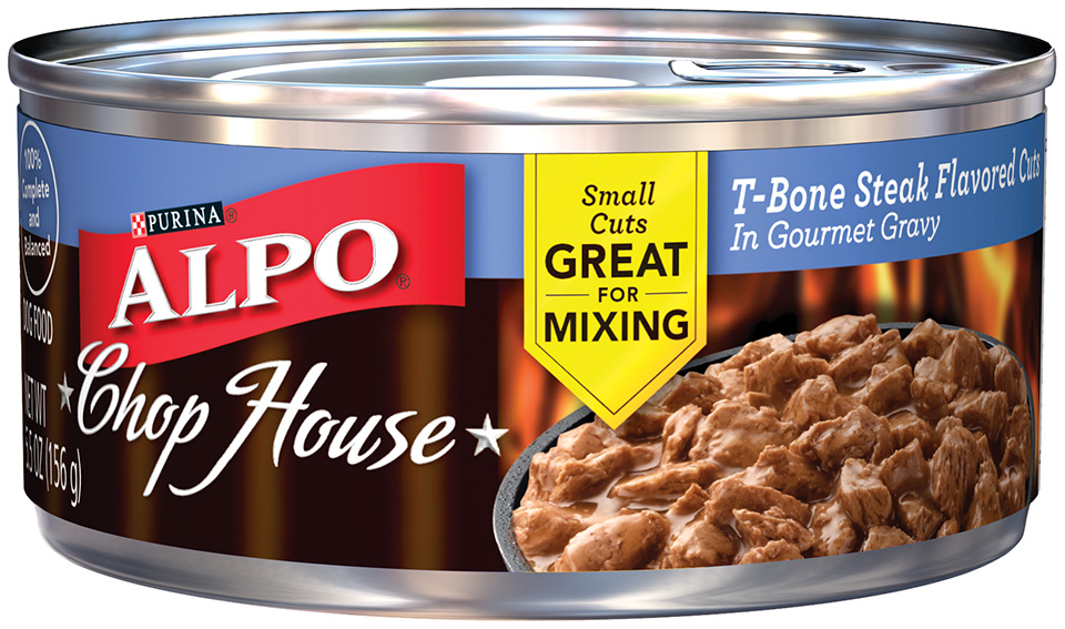 Alpo Wet Chop House T-Bone Steak Flavored Cuts in Gourmet Gravy Dog Food 5.50 oz. Can